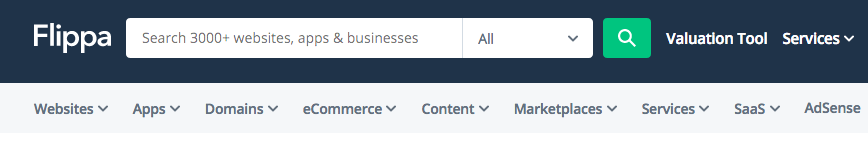Where to buy a profitable website on Flippa homepage