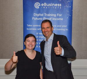 Matt Raad with student Holly, who learned how to make passive income online