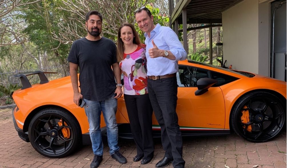 Alborz Fallah Lamborghini with Liz and Matt Raad